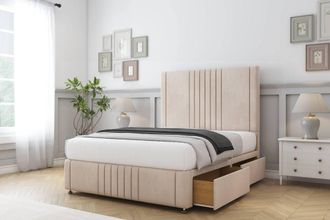 Comfort Beds Royal Naples Divan Base 2 Drawers - 54 Headboard-Footboard in Light Sand | Size: Double