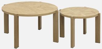 Sweeek Mesas Nido Vintage Redondas Con Tablero Efecto Espiga