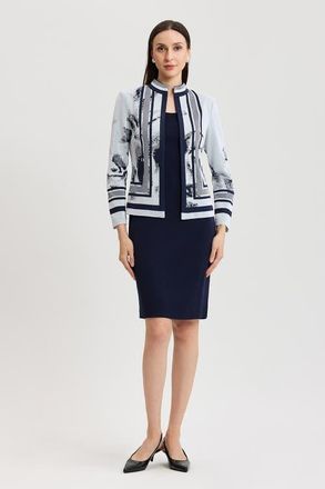 Ming Wang Heritage Abstract Two-Tone Knit Jacket in Indigo/white at Nordstrom, Size Xx-Small