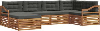 vidaXL Conjunto De Sof&aacute;s De Exterior 6 Uds. Natural Y Antracita Vidaxl