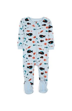 Leveret Kids Cotton Footed Printed Pajamas, Animal, Holiday & Fun Prints in Sharks Light Blue at Nordstrom, Size 3T