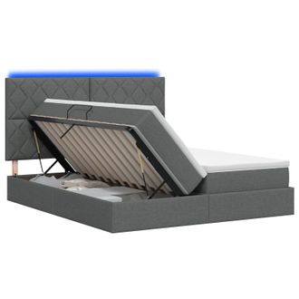 vidaXL Cama De Almacenamiento Led Con Colch&oacute;n Gris Oscuro 180 X 200 Cm Vidaxl