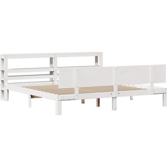 vidaXL Bed Frame with Headboard without Mattress White 200x200 cm vidaXL