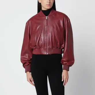 Arma Bomber cropped Hannah rosso in pelle