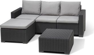 Keter California 3 Seater Chaise Longue Lounge Set - Grey