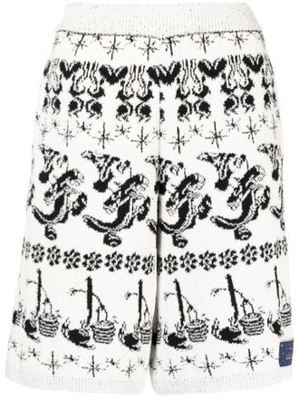 Stella McCartney x Disney Fantasia Fair Isle jacquard Bermuda shorts - women - Polyamide/Cotton/Elastane - M - White