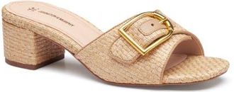 Johnston & Murphy Edith Buckle Slide Sandal in Natural Raffia at Nordstrom, Size 6.5