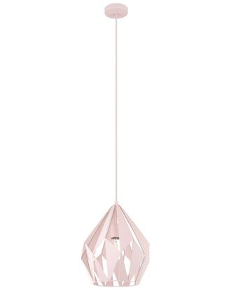 Eglo Eglo Carlton 1 Light Pendant With Apricot Finish & Apricot Geomteric Metal Shade