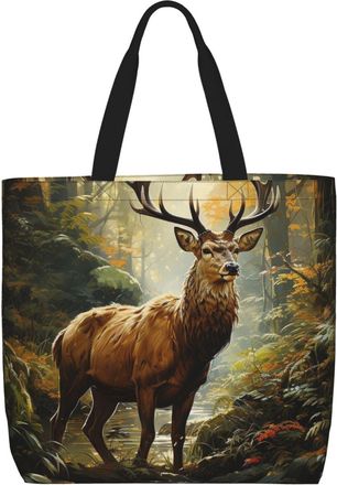 Generic Deer In The Thicket1 Tote Bag Foldable Handbag Waterproof Shopping Bags For Daily Use Ladies College