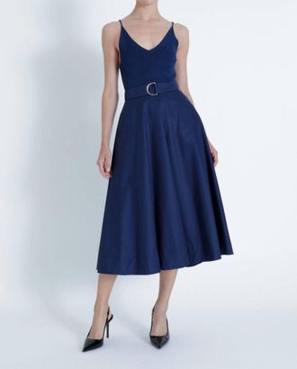 Karina Grimaldi Maria Knit Combo Dress In Navy