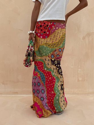 Never Fully Dressed Dorris Maxi Skirt In Morocco Print