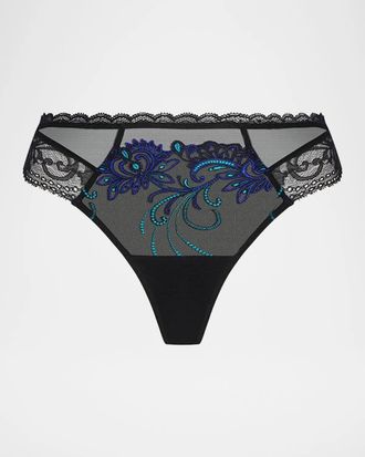Lise Charmel Embroidered Lace & Tulle Thong
