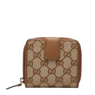 Gucci Beige Brown Canvas Leather Wallet (Bi-Fold) (Pre-Owned)