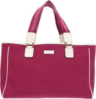 Gucci Pre-owned Tote Bags, female, Pink, Size: ONE SIZE Pre-owned Canvas Tote Bag