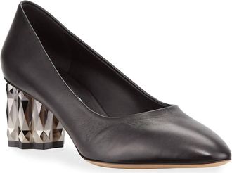 Ferragamo Womens Amina Cylinder Heel Pumps In Black