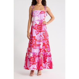 Sugarlips Barba Tropical Veth Shift Maxi Dress in Red-White at Nordstrom, Size X-Large
