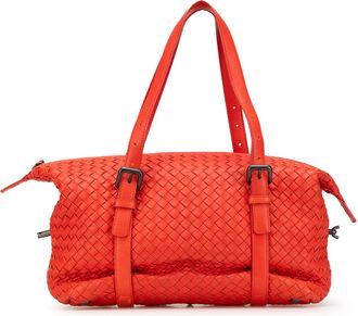 Bottega Veneta Pre-owned Womens Woven Leather Handbag - Orange - One Size
