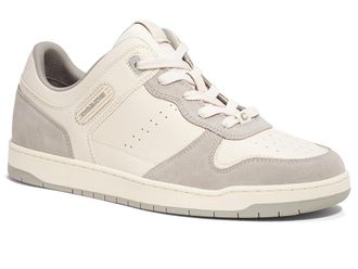 Coach C201 Mixed Material Sneaker Mens Shoes Chalk/Dove Grey : 11.5 D - Medium, Canvas/Leather