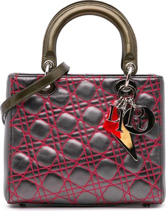 Dior Pre-owned Womens Lady Handbag - Dark Grey Leather - One Size