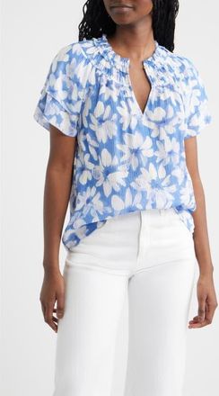 Rails Kamila Floral Crinkle Top in Blue Amaranth at Nordstrom, Size Xx-Small