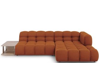 BLOOMINGLOFT 4-Sitzer Design Ecksofa Sky mit Beistelltisch auf der linken Seite