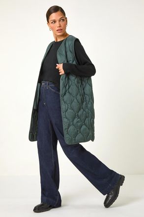 Roman Quilted Collarless Button Detail Gilet