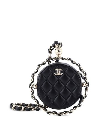 Chanel Frame Chain Around Round with Chain Quilted Lambskin Mini clutch bag - Black