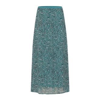 Kaffe Graphic Teal/Black/White Skirt - female - Kaffe - Maxi Skirts - Multicolor - L - Skirts