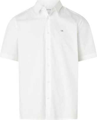 Calvin Klein Wit Overhemd - Heren - Korte mouwen Overhemden - Wit - XS - Katoen - Overhemden