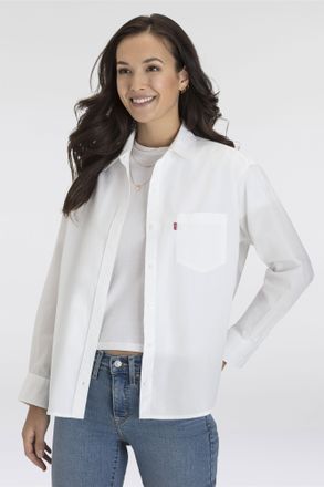 Levi's Jeansbluse LEVIS HARLIE BOYFRIEND SHIRT, Damen, Gr. XXL (44), weiss (hellwei&szlig;), Web, Obermaterial: 100% Baumwolle, unifarben, relaxed fit Po-bedeckend
