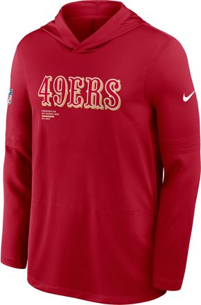 Nike San Francisco 49ers Pure Fury Sideline Nike Mens Dri-FIT NFL Long-Sleeve Hooded Top in Red | 03B96DL73-P8B