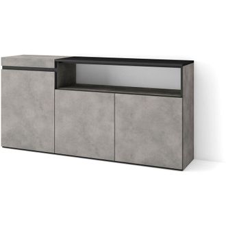 Skraut Home Credenza, Mobile, Cucina, Madia, mobile ingresso, 150x75x35cm, 3 Porte, grande stoccaggio, Stile moderno, Grigio Cemento - Skraut Home