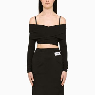 Dolce & Gabbana Top nero con scollo a barca