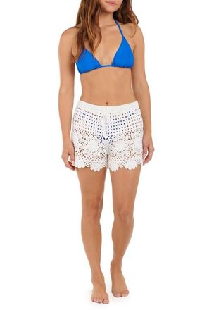 Citrus Crochet Cover-Up Shorts in White at Nordstrom, Size X-Small