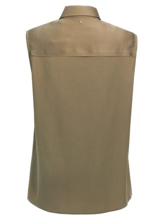 Ami Viscose Sleeveless Overshirt - Khaki
