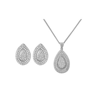 Orphelia Dames 925 Sterling Zilveren Set: Ketting-Pendant + Oorbellen - Zilver SET-5796