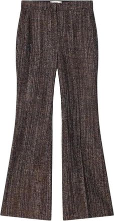 Fendi Uitlopende broek van geweven stof - Dames - Wijde Broeken - Bruin - XS - Broeken