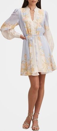 Ever New Shyla Floral Long Sleeve Dress in Blue Mercia Floral at Nordstrom, Size 10