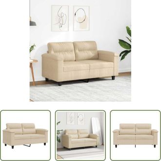 vidaXL Divano in microfibra - Divano a 2 Posti Crema 120 cm in Tessuto Microfibra