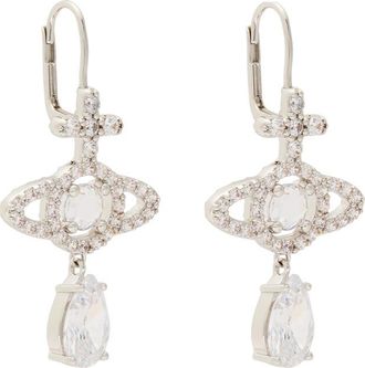 Vivienne Westwood Olympia Pav&eacute; Drop Earrings - Silver - One Size