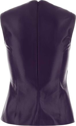 Miu Miu Womens Leather Tank Top Purple Lamb Tops