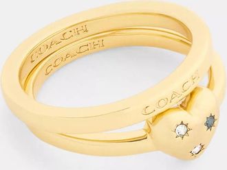 Coach Heart With Stones Ring Set