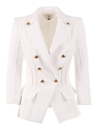 Elisabetta Franchi Double Breasted Gold Accent Blazer