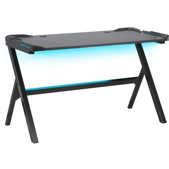 Beliani Beliani - Escritorio Para Jugadores Patas De Metal Mdf Negro Rectangular Altura Ajustable 120 X 60 Cm Con Luces Rgb Oficina En Casa Dise&ntilde;o Moderno Dan