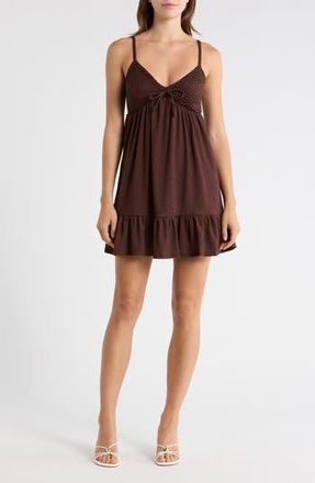 Madden Girl Crochet Babydoll Tiered Dress in Chocoalte at Nordstrom Rack, Size X-Large