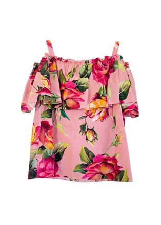 Dolce & Gabbana Pink Floral Bardot Blouse Size L
