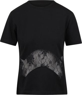 Nina Ricci T-shirt met kanten details - Dames - T-shirts - Zwart - S - Katoen - Tops