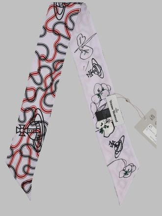 Vivienne Westwood Silk Bandeau with Flower & Orbs Motif Scarf - Purple
