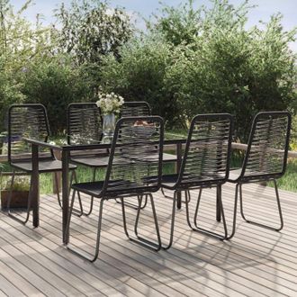 vidaXL Juego De Comedor Para Jard&iacute;n 7 Piezas Negro Vidaxl