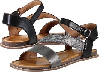 Diba Womens Fiesta Pewter Leather Sandal In Black
